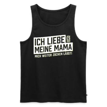 Ich liebe es wenn meine Mama mich zocken läßt - Männer Premium Bio Tank Top - Schwarz - Vorne - Michal (187cm)