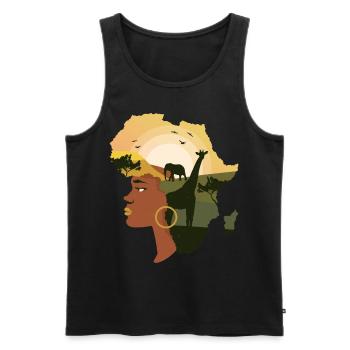 Afrique - Débardeur bio Premium Homme - noir - Devant - Michal (187cm)