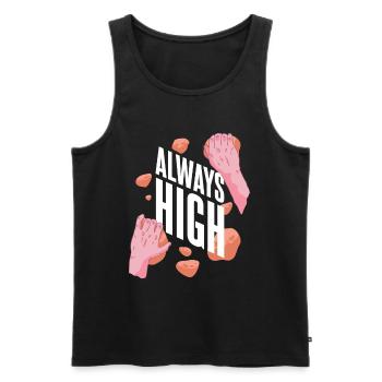 Climber Climbing Funny saying Always High - Men's Premium Organic Tank Top - black - Front - Michal (187cm)