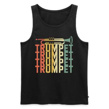 Idée cadeau Retro Trumpeter Trumpeter Jazz - Débardeur bio Premium Homme - noir - Devant - AI Model Male 178 light (178cm)