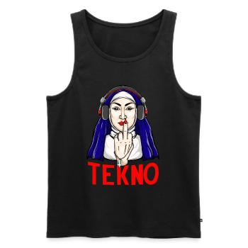 Tekno Underground nun majeur doigt techno - Débardeur bio Premium Homme - noir - Devant - AI Model Male 178 light (178cm)
