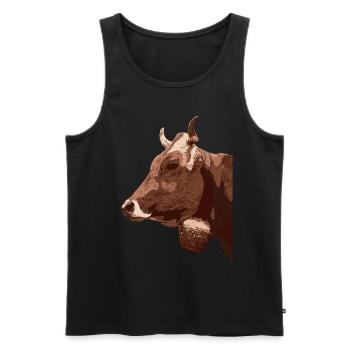 A cow from the farmer Farmer Animal motif - Men's Premium Organic Tank Top - black - Front - Michal (187cm)