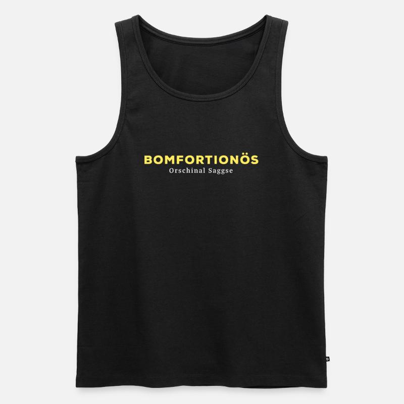 Sachsen Dialekt Bomfortionös - Männer Premium Bio Tank Top - Schwarz