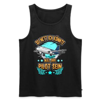 Lustig Flugzeug Pilot Fliegen Spruch Geschenk - Männer Premium Bio Tank Top - Schwarz - Vorne - Michal (187cm)