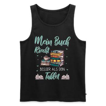 Lesen Buch Bücher Lustig Tablet Spruch Geschenk - Männer Premium Bio Tank Top - Schwarz - Vorne - Michal (187cm)