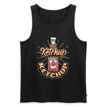 Frites de restauration rapide ketchup drôles disant cadeau - Débardeur bio Premium Homme - noir - Devant - Michal (187cm)
