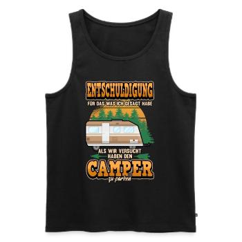 Lustig Wohnwagen Camper Campen Spruch Geschenk - Männer Premium Bio Tank Top - Schwarz - Vorne - Michal (187cm)