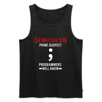 Coder Coding Semicolon Programmer Geek - Men's Premium Organic Tank Top - black - Front - Michal (187cm)