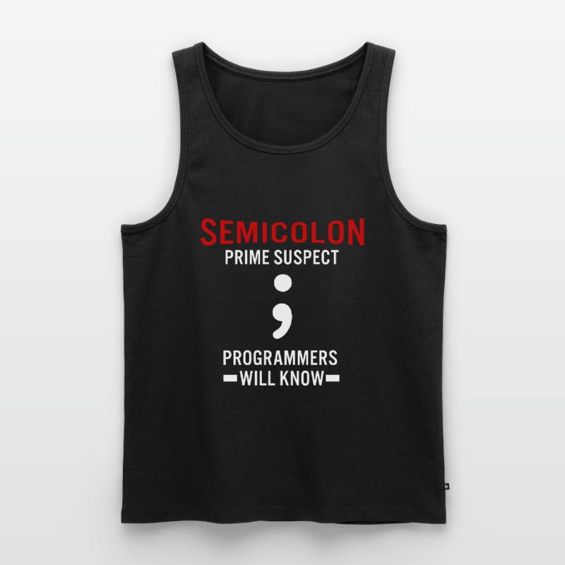 Coder Coding Point-virgule Programmeur Geek Débardeur bio Premium Homme