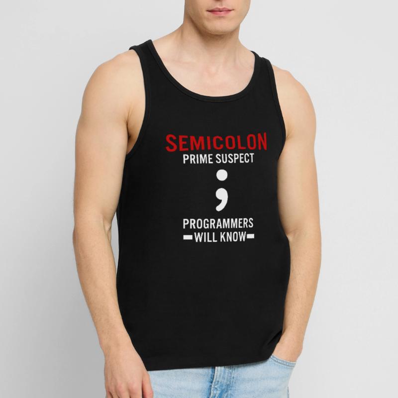 Coder Coding Semicolon Programmer Geek Men's Premium Organic Tank Top