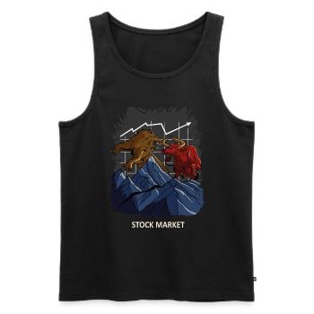 T-shirt Fan de Bull & Bear Courtier en bourse - Débardeur bio Premium Homme - noir - Devant - AI Model Male 178 light (178cm)
