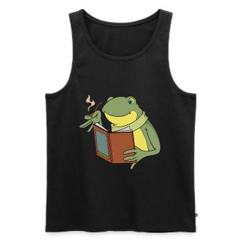 Cottagecore Grenouille Livre Amoureux de la nature - Débardeur bio Premium Homme - noir - Devant - Michal (187cm)
