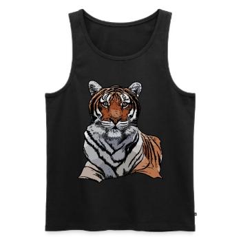 Tiger motif de tigre motif tête d’animal motif visage d’animal - Débardeur bio Premium Homme - noir - Devant - AI Model Male 178 light (178cm)