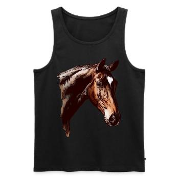 Fille cheval motif animal animal motif dames - Débardeur bio Premium Homme - noir - Devant - AI Model Male 178 light (178cm)