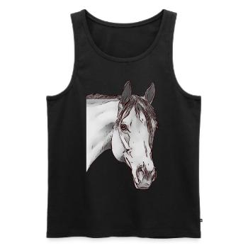 Fille cheval tête d’animaux motif animal - Débardeur bio Premium Homme - noir - Devant - AI Model Male 178 light (178cm)