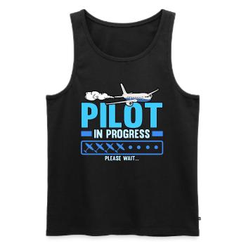 Pilot Flugzeug Luftfahrt Fliegen Beruf Lustig - Männer Premium Bio Tank Top - Schwarz - Vorne - AI Model Male 178 light (178cm)