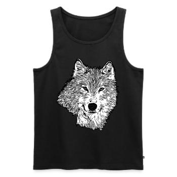 Wolf face imprint animal motif animal face - Men's Premium Organic Tank Top - black - Front - AI Model Male 178 light (178cm)