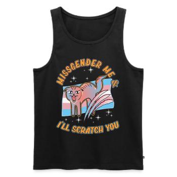Transgenre Genderqueer Chat Trans - Débardeur bio Premium Homme - noir - Devant - Michal (187cm)
