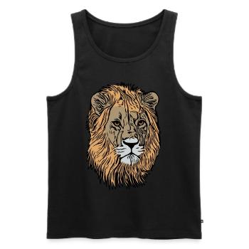 Tête de lion Afrique Animal Motif Fauve Impression Art - Débardeur bio Premium Homme - noir - Devant - Michal (187cm)