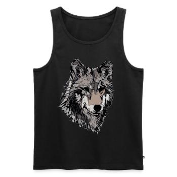 Wolf animal de motif sur l’impression art animal motif - Débardeur bio Premium Homme - noir - Devant - AI Model Male 178 light (178cm)