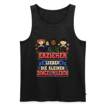 Erzieher Spruch Lustig Süß Kindergarten Geschenk - Männer Premium Bio Tank Top - Schwarz - Vorne - Michal (187cm)