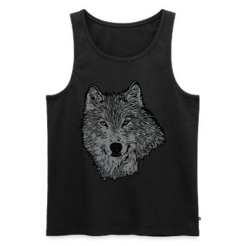 Wolf Tier Motiv - Männer Premium Bio Tank Top - Schwarz - Vorne - AI Model Male 178 light (178cm)