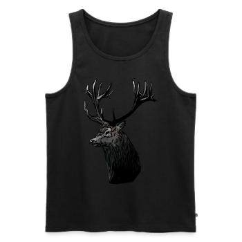 Chasseur de cerf Chasse Cerf Hunting motif de chasse - Débardeur bio Premium Homme - noir - Devant - Michal (187cm)