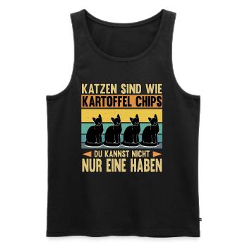 Katze Kätzchen Lustige Sprüche Haustier Geschenk - Männer Premium Bio Tank Top - Schwarz - Vorne - Michal (187cm)