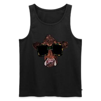 Vache avec lunettes de soleil motif de vache - Débardeur bio Premium Homme - noir - Devant - AI Model Male 178 light (178cm)