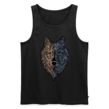 Wolf Animal Face Animal Motif Print - Men's Premium Organic Tank Top - black - Front - AI Model Male 178 light (178cm)