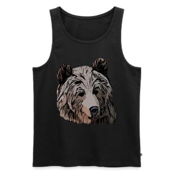 Bear Bear Grizzly Bear Animal Motif Print Artwork - Men's Premium Organic Tank Top - black - Front - AI Model Male 178 light (178cm)