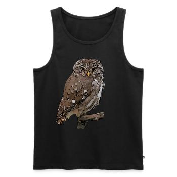 Hiboux hibou oiseau motif animal imprimé - Débardeur bio Premium Homme - noir - Devant - AI Model Male 178 light (178cm)