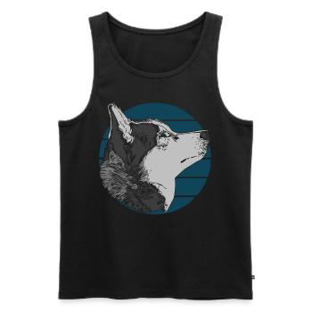 Husky Dogs Animal Motif Animal Face Animal Print - Men's Premium Organic Tank Top - black - Front - Michal (187cm)