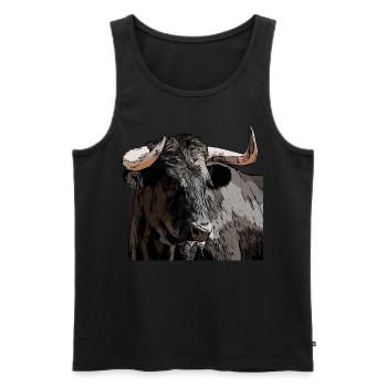 Stier Bulle Kuh Tier Motiv Aufdruck Ochse - Männer Premium Bio Tank Top - Schwarz - Vorne - Michal (187cm)