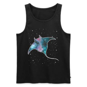 Raie Manta Voie Lactée Galaxie Stingray Nébuleuse - Débardeur bio Premium Homme - noir - Devant - Michal (187cm)