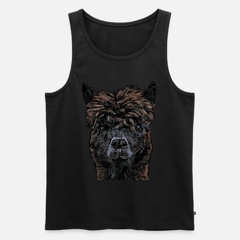 Lama Tiergesicht - Männer Premium Bio Tank Top - Schwarz