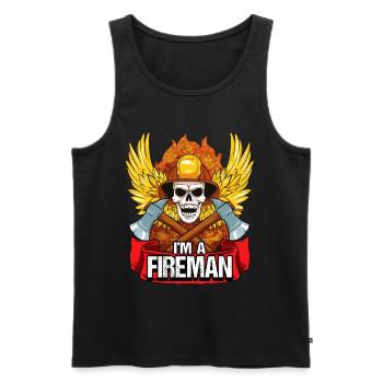 Firefighter I'm A Fireman Professional Fire - Men's Premium Organic Tank Top - black - Front - AI Model Male 178 light (178cm)