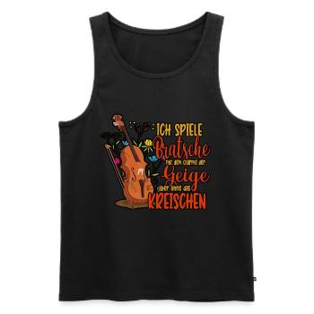 Violine Ich spiele Bratsche mit dem Charme der - Männer Premium Bio Tank Top - Schwarz - Vorne - Michal (187cm)