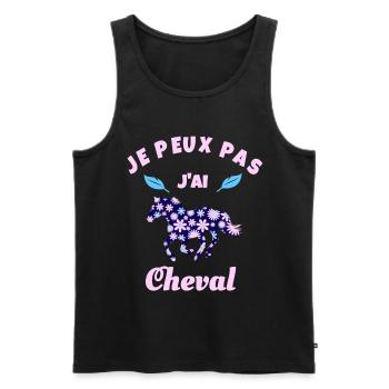 j'peux pas j'ai cheval équitation - Débardeur bio Premium Homme - noir - Devant - Michal (187cm)
