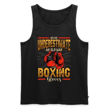 Never Underestimate An Old Man With Boxing Gloves - Männer Premium Bio Tank Top - Schwarz - Vorne - Michal (187cm)