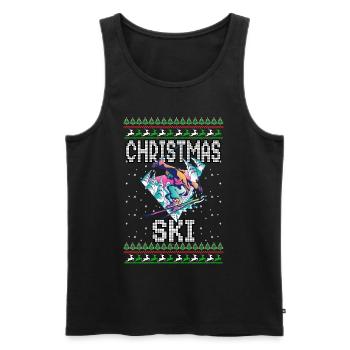 Funny Christmas Ski Lover Xmas Ugly Sweater Skiing - Men's Premium Organic Tank Top - black - Front - Michal (187cm)
