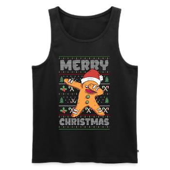 Merry Christmas Gingerbread Man Ugly Christmas - Männer Premium Bio Tank Top - Schwarz - Vorne - AI Model Male 178 light (178cm)