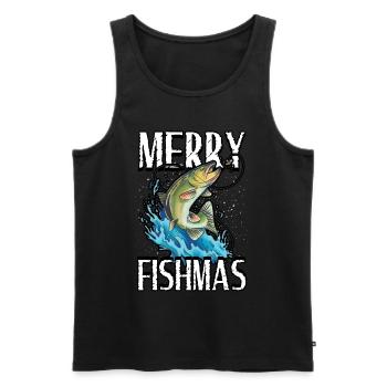 Drôle Merry Fishmas Pêche Pêcheur Pêcheur - Débardeur bio Premium Homme - noir - Devant - Michal (187cm)