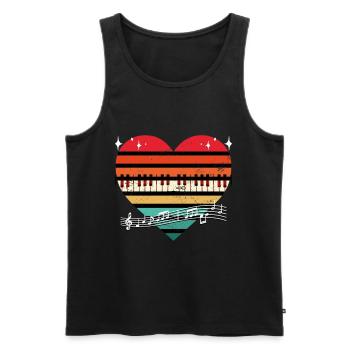 Vintage Piano Coeur Silhouette Mélomane Pianiste - Débardeur bio Premium Homme - noir - Devant - Michal (187cm)