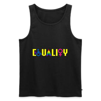 Egalité MOIS DE LA FIERTÉ LGBT Hommes Femmes Gay Bi - Débardeur bio Premium Homme - noir - Devant - Michal (187cm)
