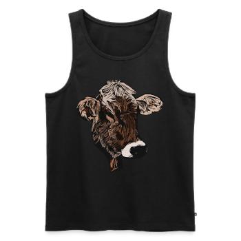 Motif de vache - Débardeur bio Premium Homme - noir - Devant - Michal (187cm)