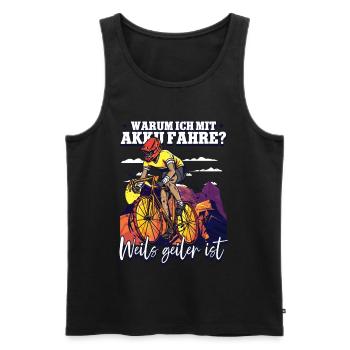 Warum ich mit Akku fahre Pedelec E-Bike - Männer Premium Bio Tank Top - Schwarz - Vorne - AI Model Male 178 light (178cm)