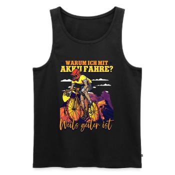 Warum ich mit Akku fahre Pedelec E-Bike - Männer Premium Bio Tank Top - Schwarz - Vorne - AI Model Male 178 light (178cm)