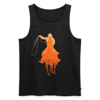 Cowboy Sunset Vintage Western Landschaft zu Pferd - Männer Premium Bio Tank Top - Schwarz - Vorne - Michal (187cm)