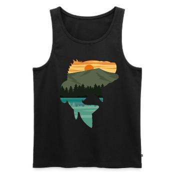 Amoureux de la pêche Nature Paysage Bass Pêcheur - Débardeur bio Premium Homme - noir - Devant - Michal (187cm)